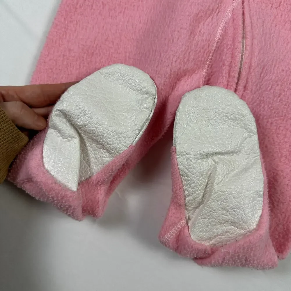 Vintage 80s JCP Toddle Time Elephant w/ Balloons Pink Fleece Footie Pajamas Sz1